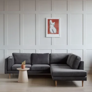 Aria LHF Handmade Teak Wood 4 Seater Sectional Sofa Set ( Grey )