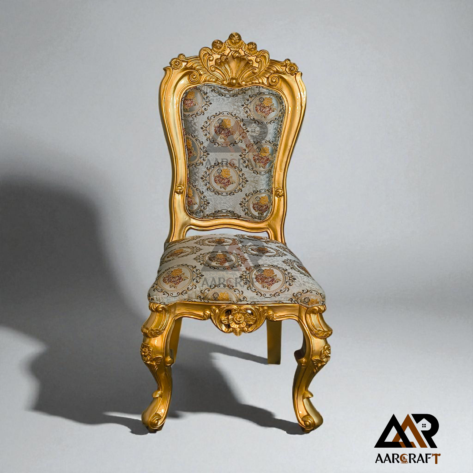 6 Seater Golden Deco Finish Carving Dining Table - Image 5