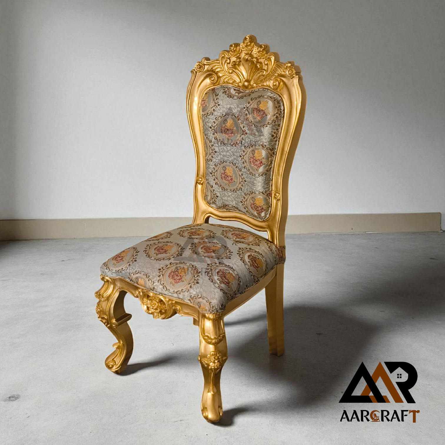 6 Seater Golden Deco Finish Carving Dining Table - Image 7