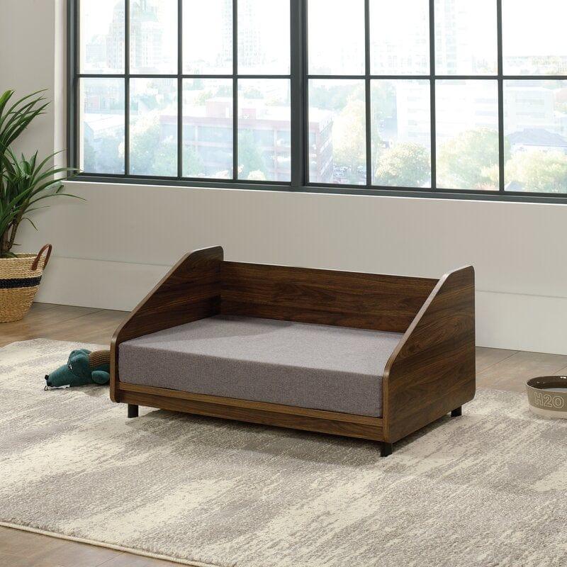 Sampson Dog Sofa in Teak Wood with Upholstery Luxury Designer Durable & Comfortable Pet Bed for Dogs - Image 2
