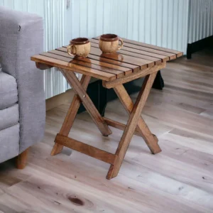 Modern Contemporary Foldable Mango Wood End Table Versatile & Stylish Accent Table for Living Room
