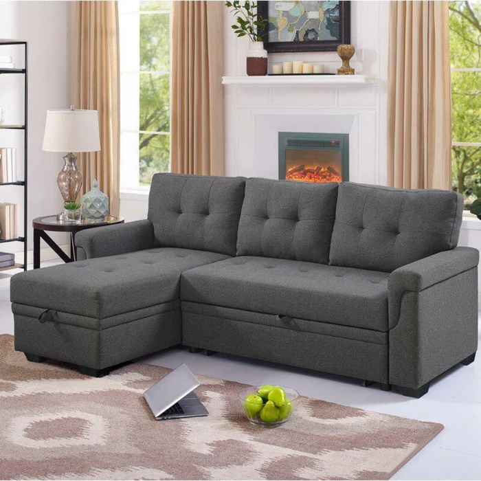 Altin Premium Sofa Cum Bed & Chaise Lounge Convertible, Space-Saving, Upholstered Sofa with Luxury Design for Modern Living Room