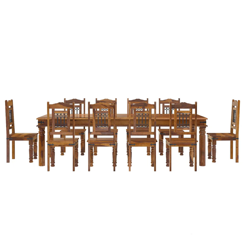 Spain forged Design Handmade Teak Wood 10 Seater Rectangular Dining Table Set Elegant Solid Wood Dining for Kitchen and Dining Room - Image 3