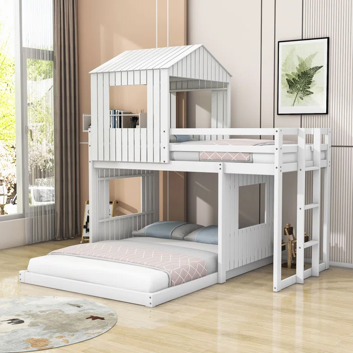 Senate Handmade Teak Wood Bunk Bed with Ladder for Kids Durable, Stylish, and Safe Bunk Bed Frame with Safety Rails for Children’s Bedroom