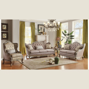 Baroque European Luxurious Style Hand Carved Teak Wood Sofa Set 3+2+1 with Coffee Table (Royal Italian)