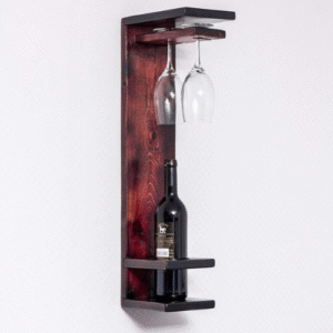 Stemware Glass Elegant Wooden Wall Mounted Wine Rack, Wall Hanging Mini Bar for Home