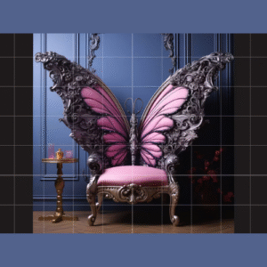 Butterfly Design Royal Luxury Heavy Hand Carved Teak Wood High Back Throne Chair with Elegant Vintage Seating for Living Room (Antique Finish)