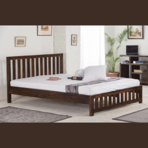 Natural Art & Crafts Cube Design Handmade Teak Wood King Size Plain Bed Luxurious Elegant Bedroom Decor