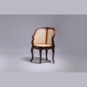 Wayanad Hand Carved Teak Wood Cane Armrest Chair Vintage for Classic Living Room Decor
