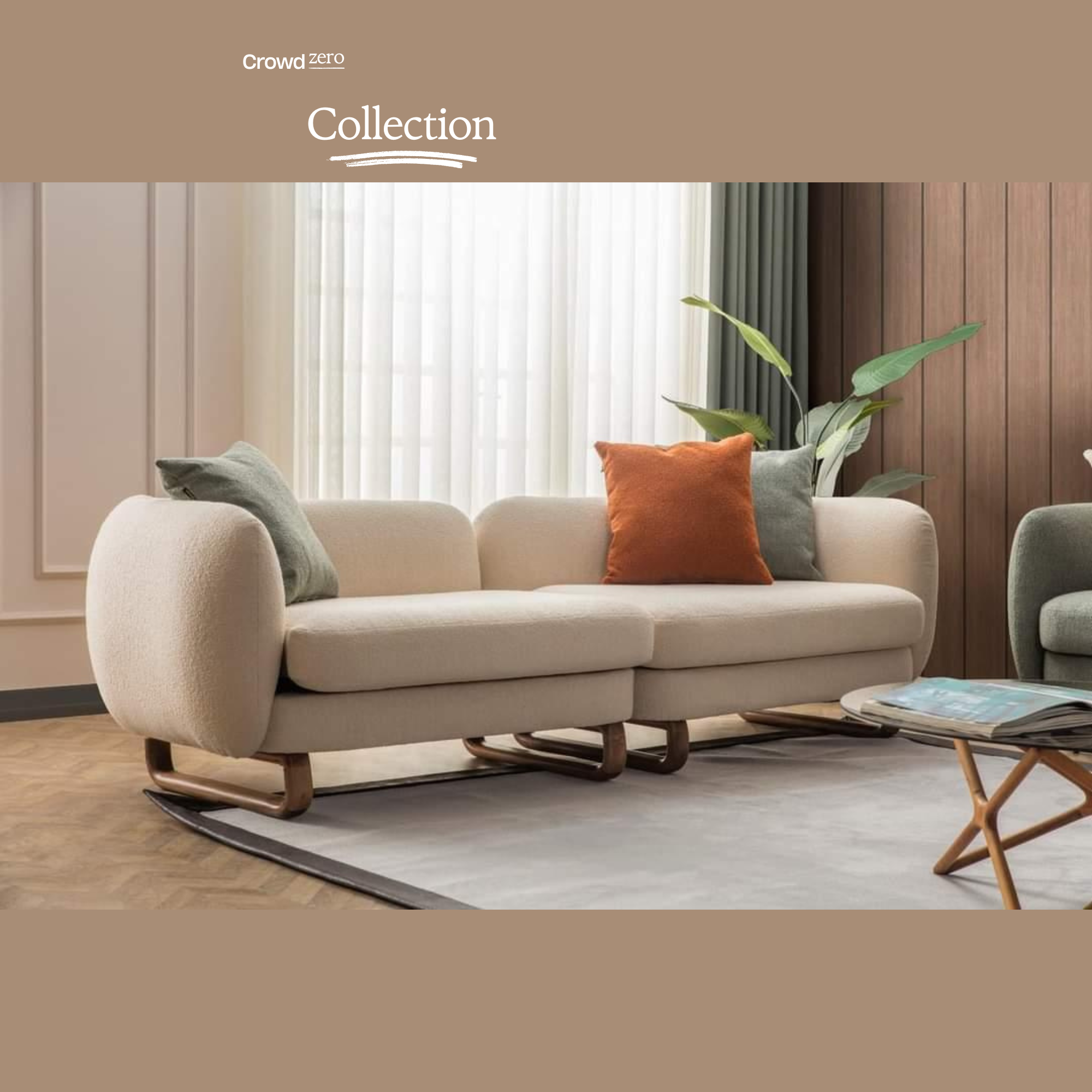 Modern Attractive Stylish 4 Seater Sofa For Lobby In Teak Finish ( Beige )