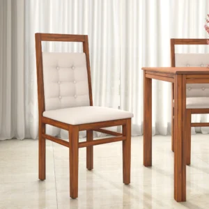 Vera Handmade Tufted Upholstery Teak Wood Dining Chair Modern Design, Perfect for Dining Room or Kitchen (Brown Honey Finish)