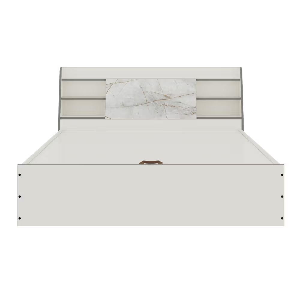 Natural Art & Crafts Bonnet Handmade Premium Teak Wood Hydraulic Storage King Size Bed Modern Space Saving Design with Elegant Finish - Image 2