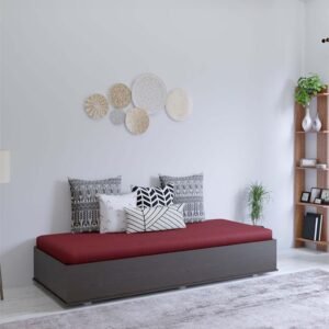 Wenge Handmade Rectangular Teak Wood Diwan Bed with Storage for Living Room Bedroom