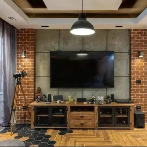 Bruft Rectangular Handmade Teak Wood TV Entertainment Unit Cabinet Table (2 Drawers + 2 Door)