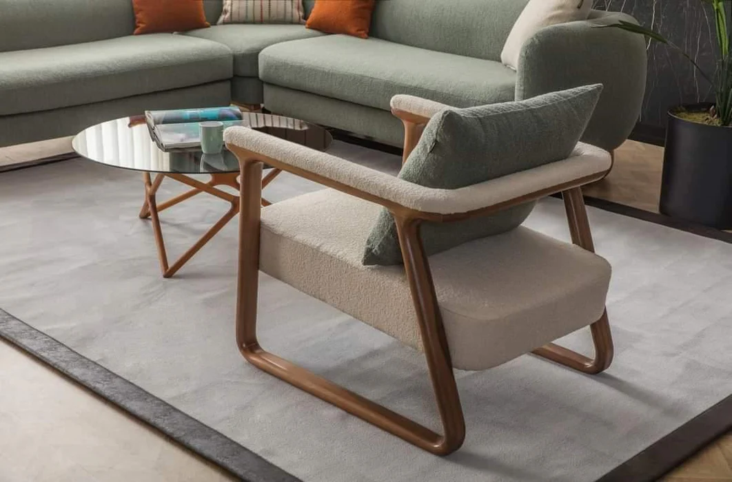 Modern Stylish Left-Side L Shape 8 Seater Sofa For Lobby In Teak Finish 5+3 with 1 Chair - Image 3