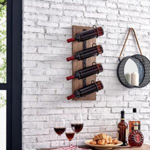 Elegant Wooden Wall Hanging Bottle Wine Rack Rustic Wine Storage Organizer