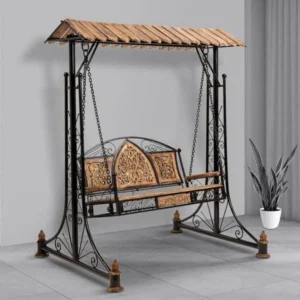 Solid Wood & Iron Garden, Balcony Swing, Hammock, Jhula, Cradle 3 Seater