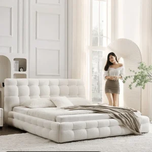 Elegance Modernize Boucle Upholstery Bed for Luxury Bedroom Contemporary, Stylish, and Elegant