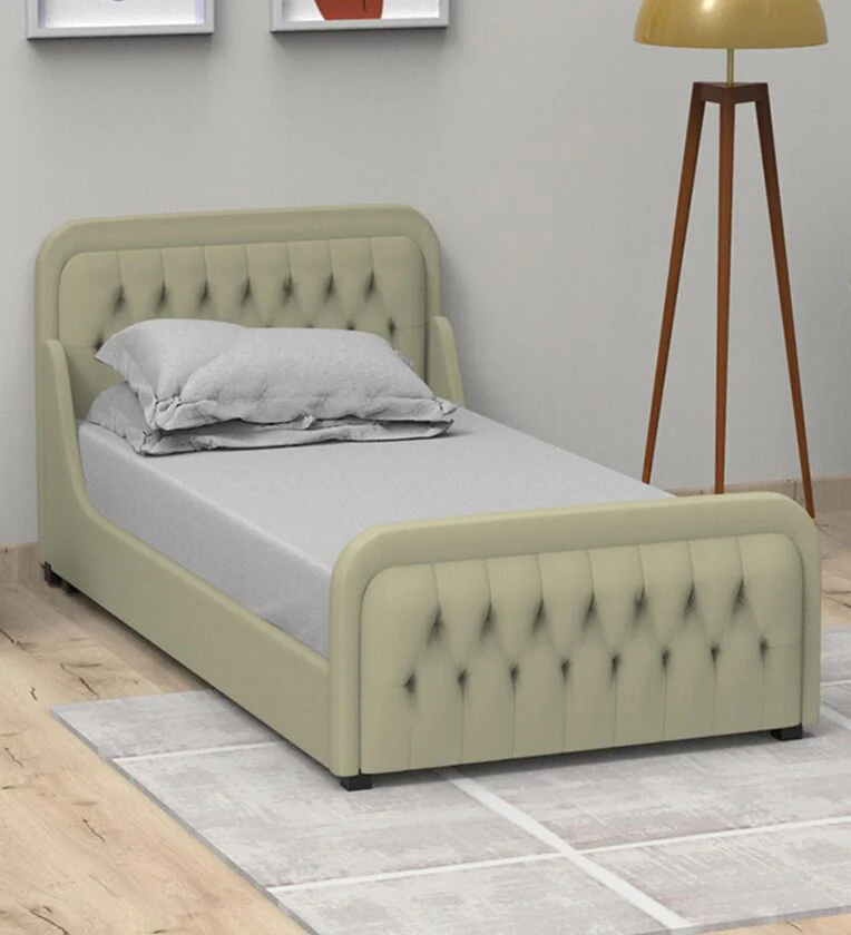 Adolf Handmade Button Tufted Rectangular Single Bed Sturdy Wooden Frame, Upholstered Headboard, Traditional Luxury Bedroom