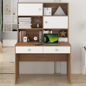 Albert Handmade Scholar Study Office Computer Table Desk for Adults Kids Students (Exotic Teak And Frosty White Finish )