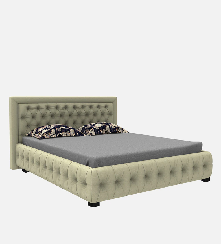 Alto Button Tufted Teak Wood Upholstery King Size Bed for Modern Bedroom - Image 3