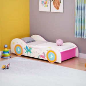Prism Plush Look Teak Wood Without Storage Kids Bed for Girls and Boys (Multicolor)