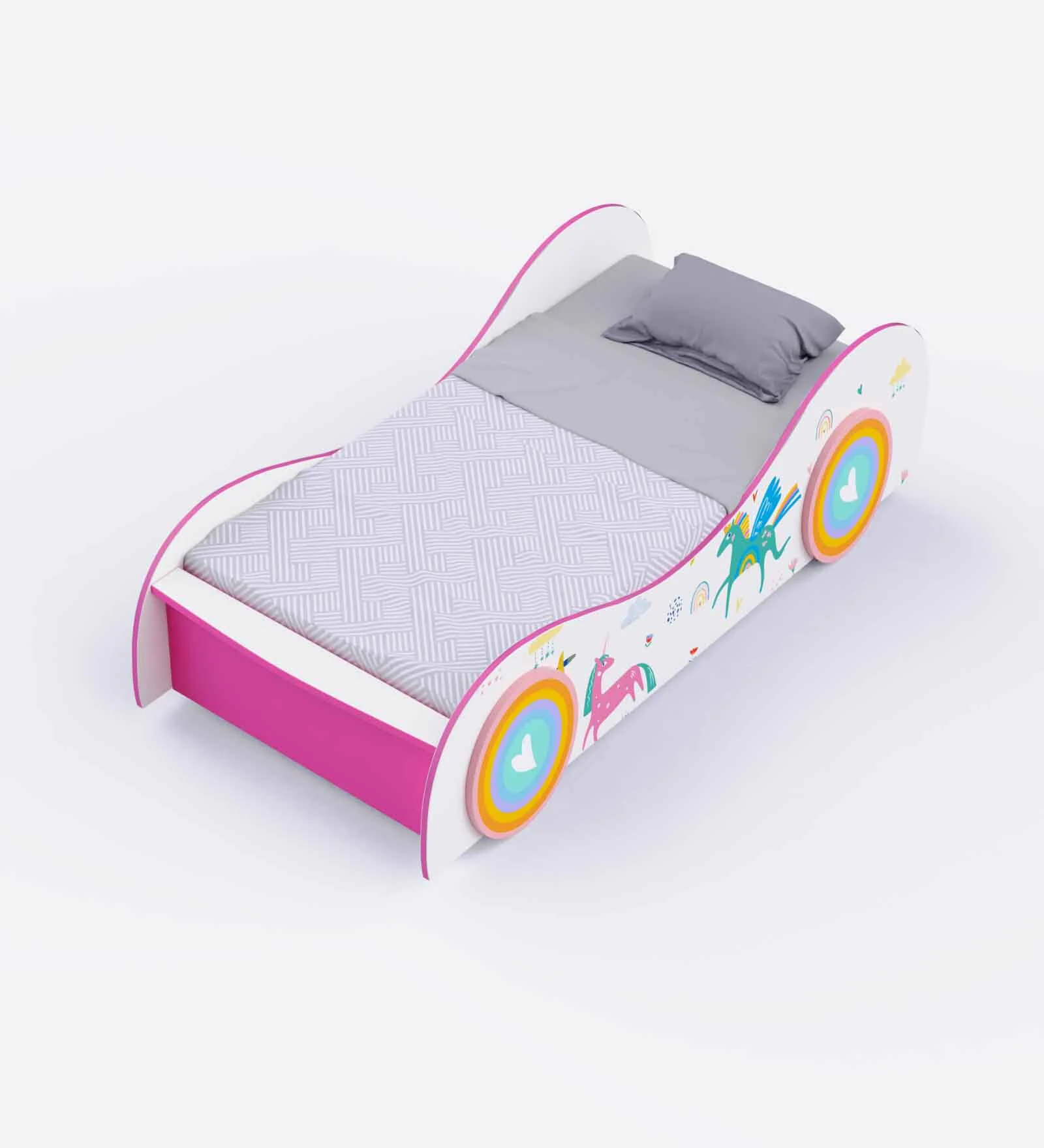 Prism Plush Look Teak Wood Without Storage Kids Bed for Girls and Boys (Multicolor) - Image 2