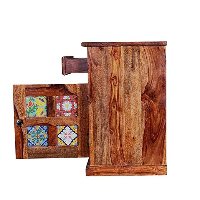 Solid Sheesham Bed Side (Tile) Table With 1 Drawer - Image 3