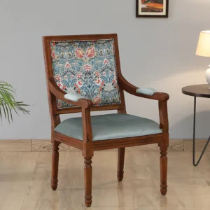 Bergere Handmade Solid Teak Wood Armrest Chair for Living Room (Teak Finish)