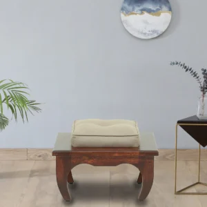 Bexley Stylish Handmade Teak Wood Pouffe Ottoman Stool (Oak Finish)