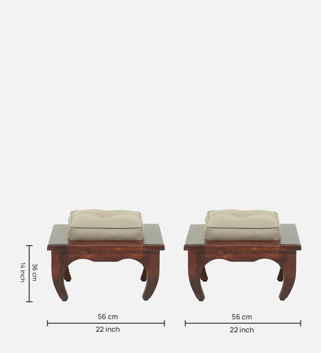 Bexley Stylish Handmade Teak Wood Pouffe Ottoman Stool (Oak Finish) - Image 5