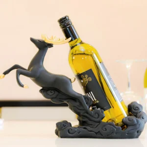 Black Polyresin Stotting Deer Wine Holder