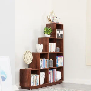 Engineered Wood Handmade Bookshelf Rack for Library Home or Office (Dark Walnut Finish)