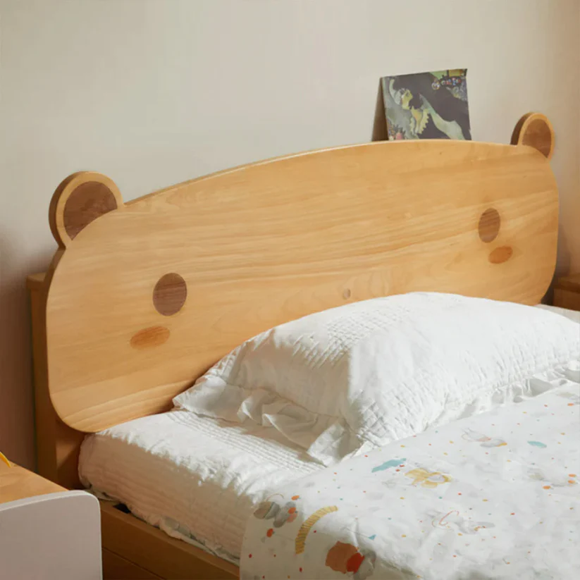 Bear Plush Look Teak Wood with Storage Kids Bed for Girls and Boys - Image 3