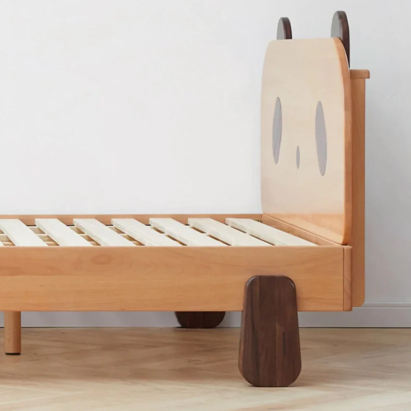 KungFu Pand Plush Look Teak Wood Without Storage Kids Bed for Girls and Boys - Image 3