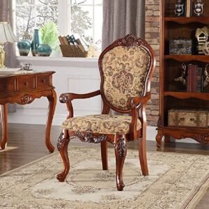 European Style Hand Carved Teak Wood Armrest Chair for Living Room & Home Decor