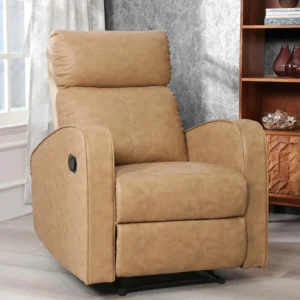 Carerra Manual Recliner Chair with Soft Leatherette for Comfortable Living Room Seating (Beige)