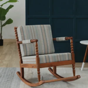 Poise Handmade Teak Wood Rocking Chair for Living Room Seating with Honey Finish