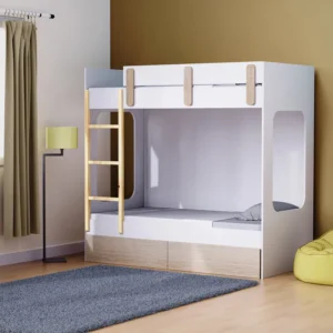 Housemates Handmade Teak Wood Bunk Bed With Drawer Storage