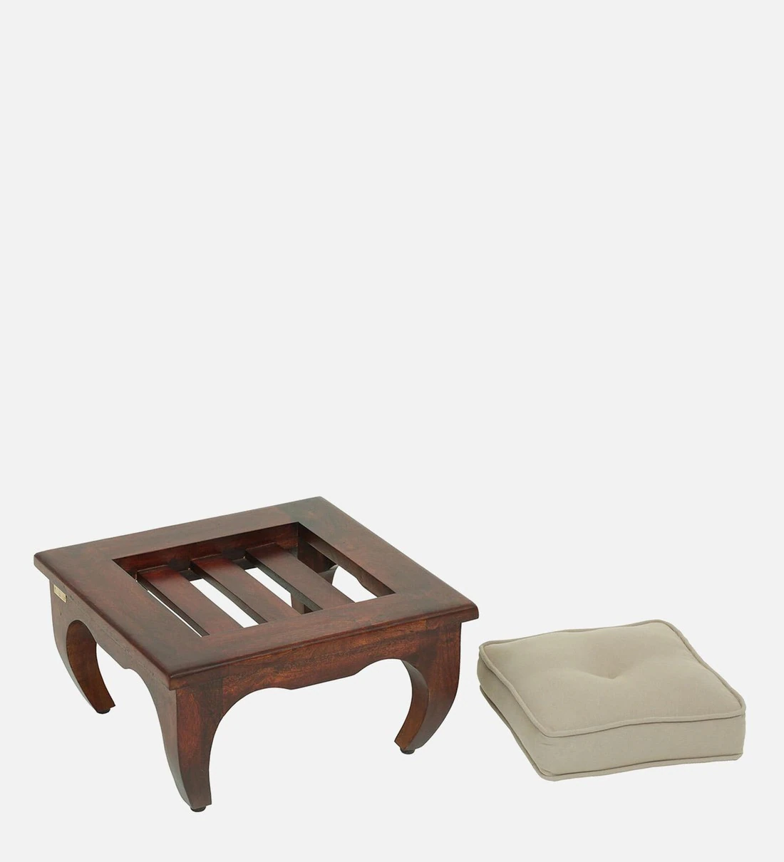 Bexley Stylish Handmade Teak Wood Pouffe Ottoman Stool (Oak Finish) - Image 4