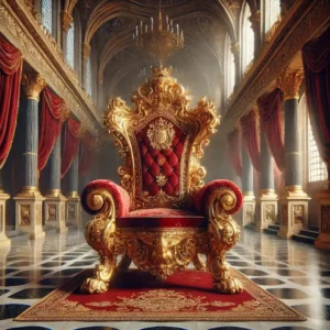 Majestic Luxurious Royal Golden Finish Luxury Hand-Carved Teak Wood High Back Throne Chair Elegant Vintage Seating for Weddings and Special Occasions (Red)