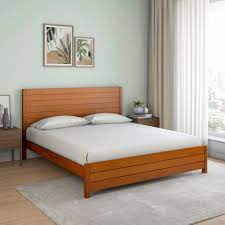 Timberland Plain Design Handmade Teak Wood King Size Bed Luxurious Elegant Bedroom Decor with 2 Bedside Table