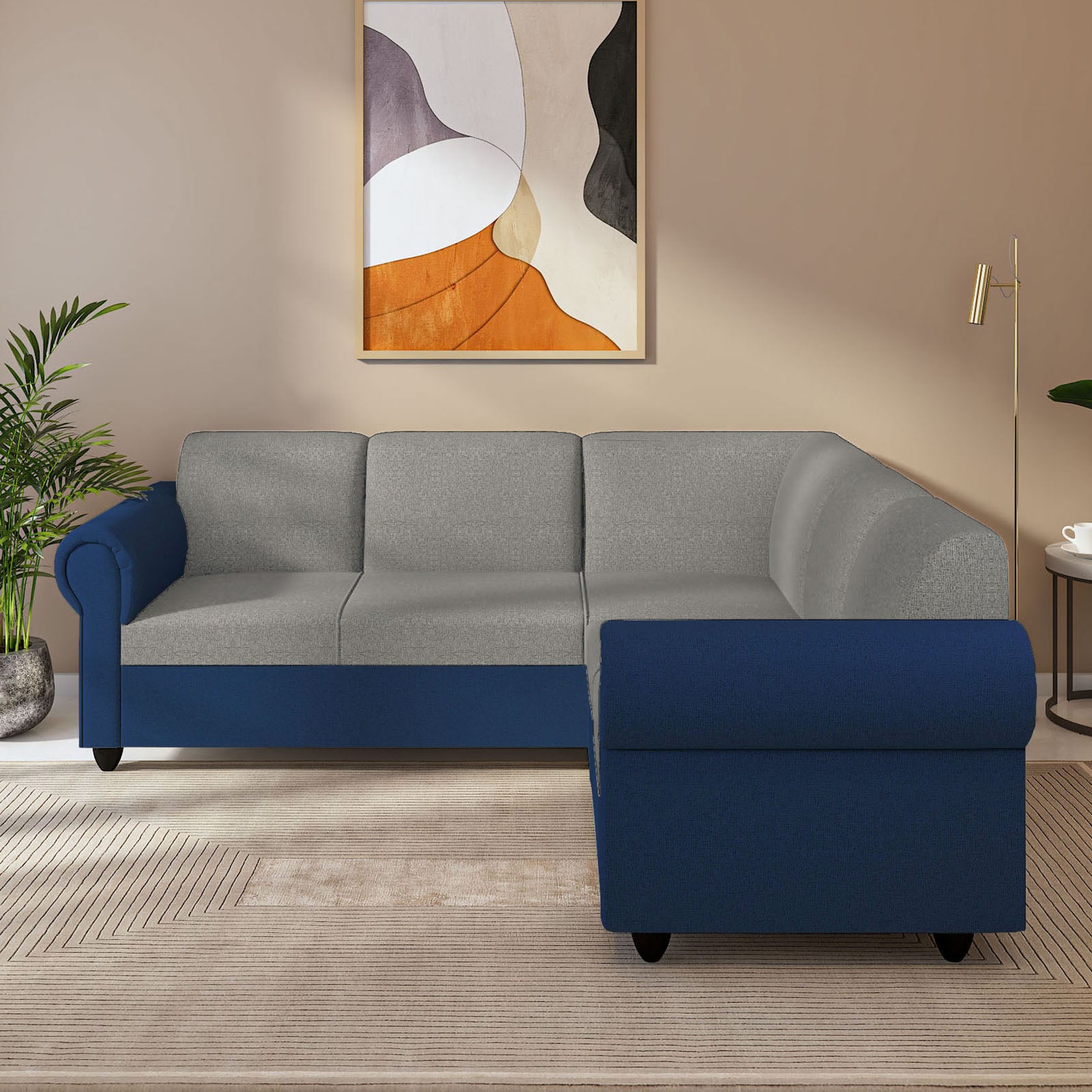 Snugy Handmade Teak Wood 6 Seater Sectional Sofa Set Luxury Living Room Spacious Sofa for Modern Interiors - Image 2