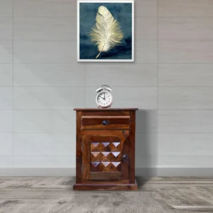 Diamond Handmade Classic Teak Wood Bedside Cabinet with 1 Drawer and 1 Door