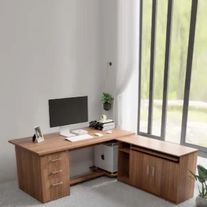 Madison Executive Handmade Scholar Study Office Computer Table Desk for Adults Kids Students (Leon Teak Finish With File)