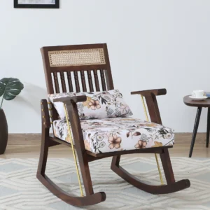 Martinique Handmade Teak Wood Rocking Chair for Living Room Seating with Walnut Finish