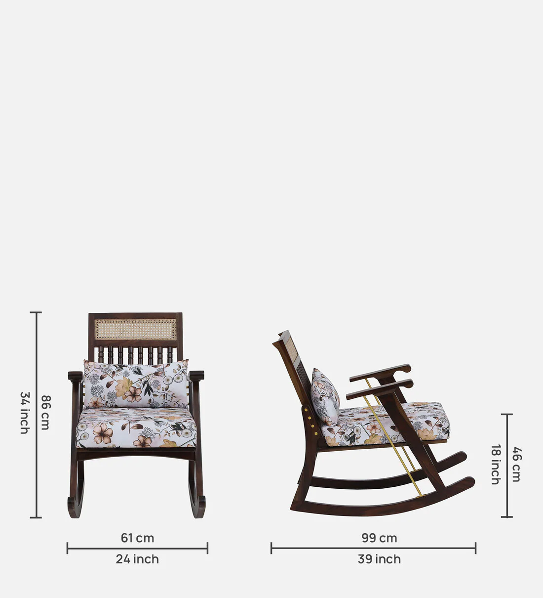 Martinique Handmade Teak Wood Rocking Chair for Living Room Seating with Walnut Finish - Image 3