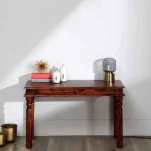Entryway Vintage Teak Wood Console Table Plain Top ( Brown )