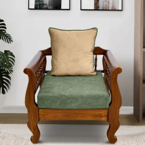 Regency Handmade Teak Wood Armrest Sofa Chair for Living Room Rustic, Eco-Friendly, and Comfortable Seating