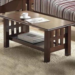 Sepia Handmade Mango Wood Rectangular Center Table in Walnut Finish Rustic Living Room with Storage